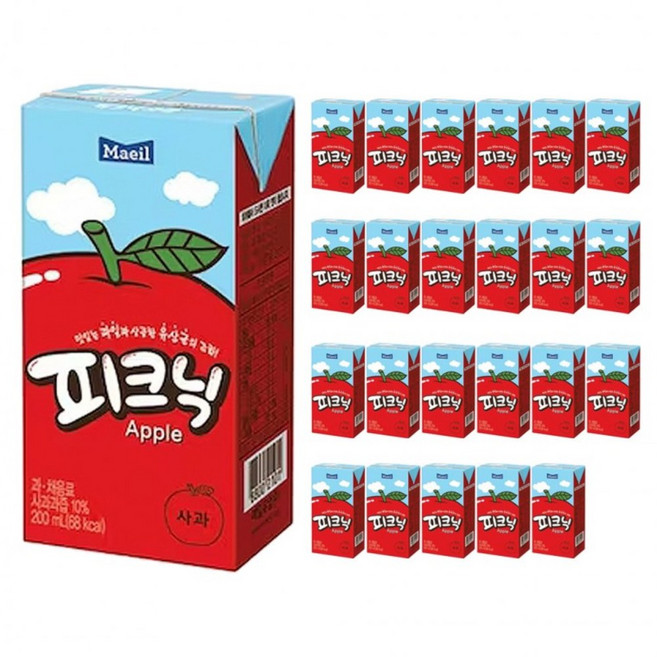 매일 피크닉 사과 상큼한 아이 주스 음료수 200ml 24팩, 48개