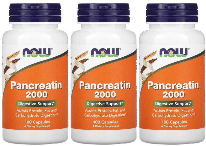 나우푸드 판크레아틴 효소 프로테아제 아밀라아제 리파아제 100정 Pancreatin 3통, 3개
