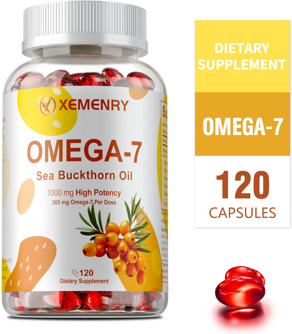 오메가-7 1590mg - 유기농 바다 갈매나무 오일 체중 감량 피부 모발 손톱 건강, 1개, 120정