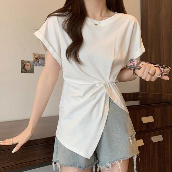 셀리즈로 패셔니스트 언밸런스 꼬임 라운드 허리 조임 상의