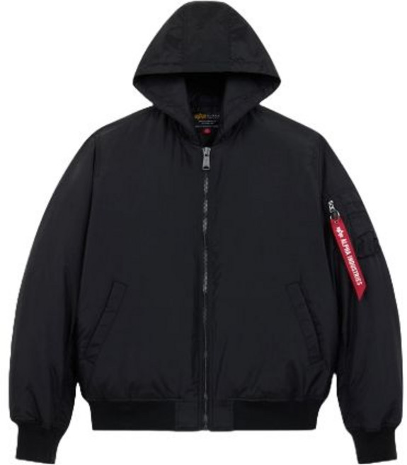 알파인더스트리 ALPHA INDUSTRIES MA-1 후드 옥스포드 플라이트 자켓 블랙 매장정품 234788