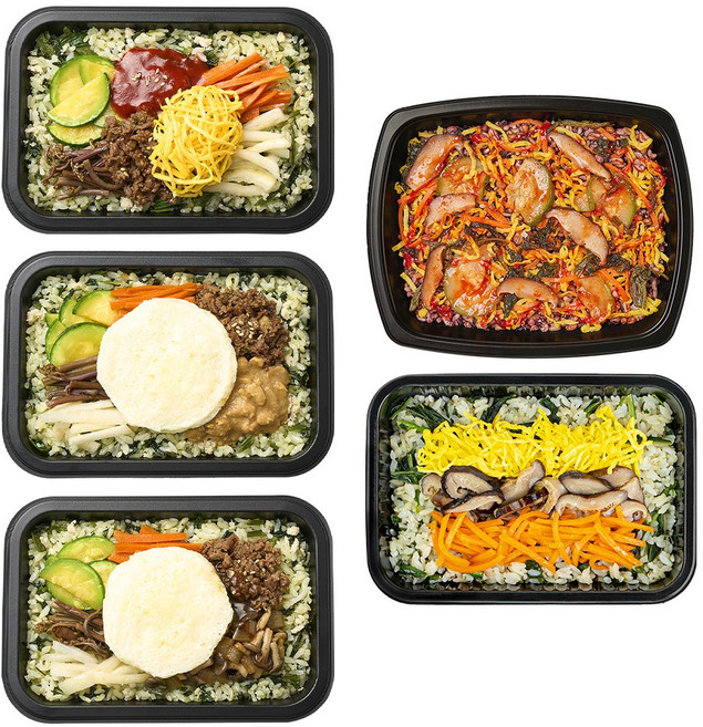굿스푼 비빔밥 도시락 야채 나물밥 덮밥 맛있는 한식 배달 간편 관리 식단 5종5팩 1050g (냉동), 1.05kg, 1세트