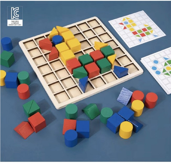 [치매예방퍼즐] 입체 모자이크 모양놀이 시니어전용14CM책자/ 모양꾸미기 시지각 인지향상 부모님선물