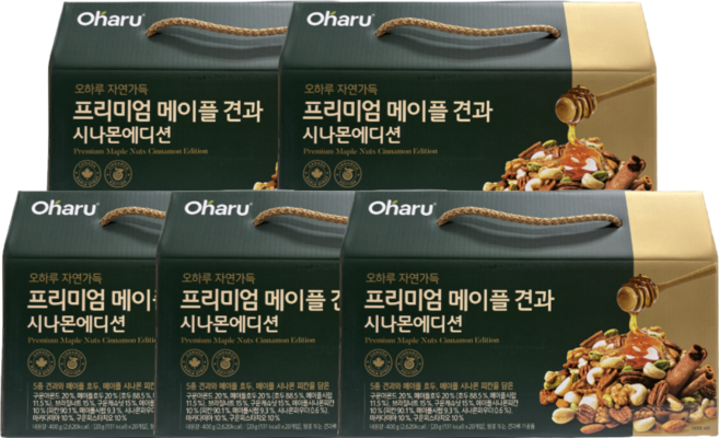 오하루 메이플 견과 시나몬 에디션 20개 1박스 견과믹스 견과선물세트, 20g, 100개