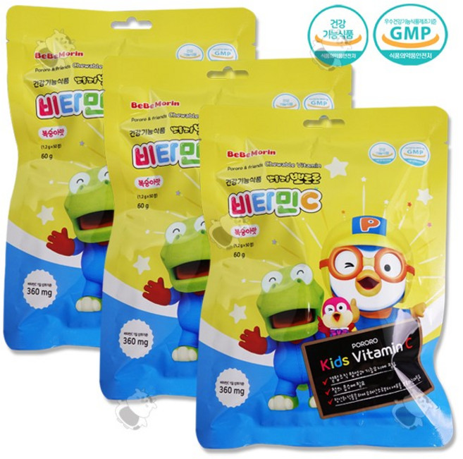 베베모린 뽀롱뽀롱 뽀로로 복숭아맛 비타민C, 50정, 3개