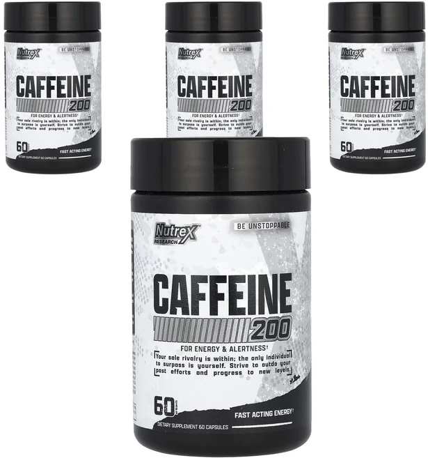 뉴트렉스리서치 카페인 200 캡슐, 60정, 4개 - 쿠팡