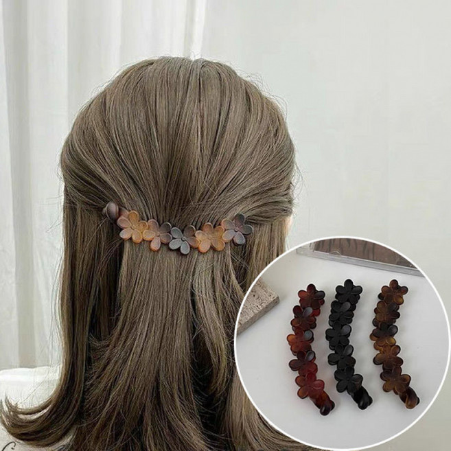 ZMBIRD 여성 플라워 반투명 포니테일 바나나핀 3종세트 N601