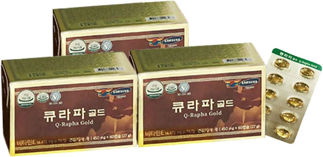 큐라파골드 비타민E 송침유 적송유, 60정, 3개 - 쿠팡