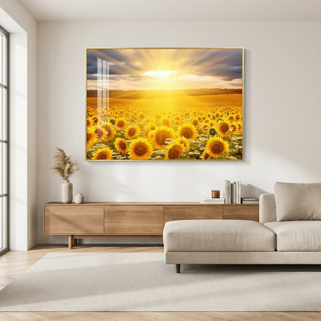 [명품디자인] 돈들어오는 돈벼락 재물가득 해돋이 해바라기 현대식 라운지 리빙룡 인테리어 액자 벽걸이 그림 - 모던 럭셔리 거실 식당 침실 벽화 추천, 해바라기 - 03