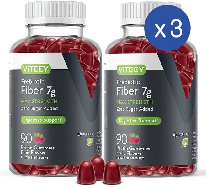 바이티 프리바이오틱 파이버 7g 식이섬유 구미 과일맛 Viteey Prebiotic Fiber, 6개, 90정 - 쿠팡