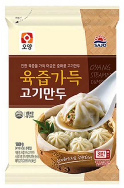 [정연푸드] 사조오양 육즙가득 고기만두 (PC방 간식 야식 전자레인지 간편조리), 180g, 30개