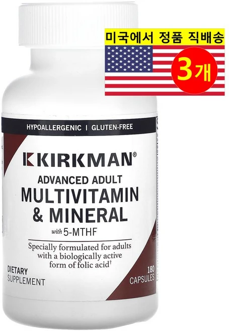 컬크맨 랩 어드밴스드 성인 종합비타민 & 미네랄 함유 5-MTHF 180 캡슐, 3개, 180정 - 쿠팡