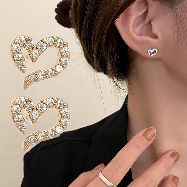 미다미 [2P 케이스세트] 쥬얼하트 피어싱(실버/골드/핑크골드)