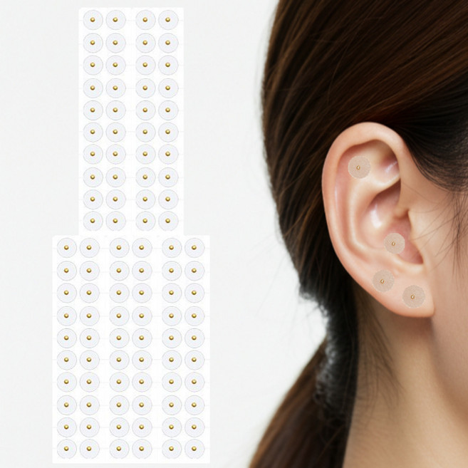 룬테 귀에 붙이는 쥬얼리 지압 이혈 패치, 골드, 100개