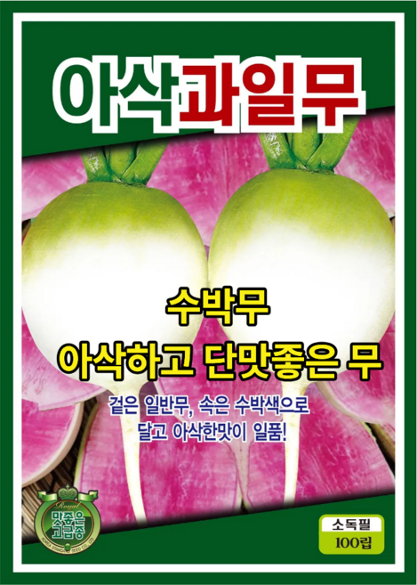 과일무 씨앗 100립 수박무 씨앗 무우 무 씨종자, 1개