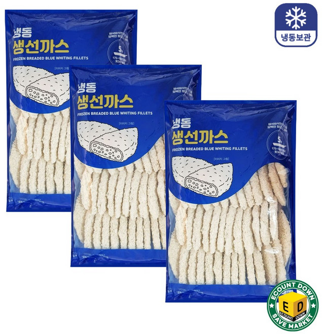 냉동 생선까스 대구 순살 흰살 대구까스 생선가스 커틀렛 어린이반찬, 3개, 2.5kg