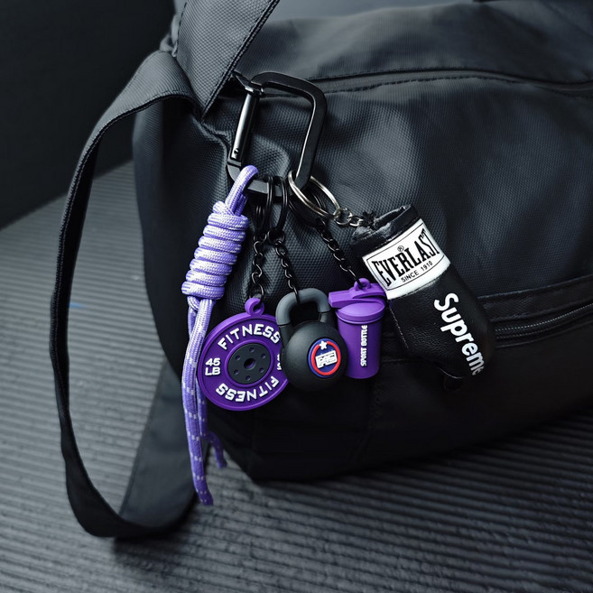 번블랙 복싱 글러브 키링 헬스 헬창 열쇠 가방고리 복서 키체인 덤벨 복싱가방, 퍼플