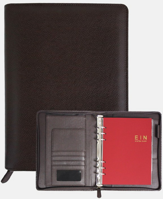 아인텍 프리미엄 가죽 만년 다이어리_AA19, 지퍼_다크브라운[H0457]