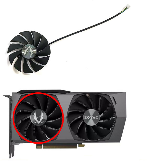 호환 Zotac GeForce RTX 3060 트윈 에지 비디오 카드 Koelventilator 89mm 4Pin GA92S2U GPU 팬, 1 FAN 1