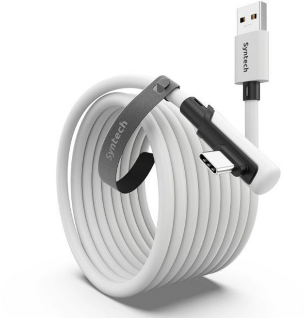 PCVR용 Syntech 링크 케이블 16FT OculusQuest 3Meta Quest 3S Quest2ProPico 4Ultra 액세서리 및 PCSteamVR 고속 PC 데, 16ft_White, White, 1개
