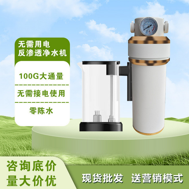 家庭直飲安心選！家用廚下式無桶純水機 櫃式帶壓力錶 RO 反滲透淨水器 直飲水機濾水乾淨無雜質, 机器+水壶