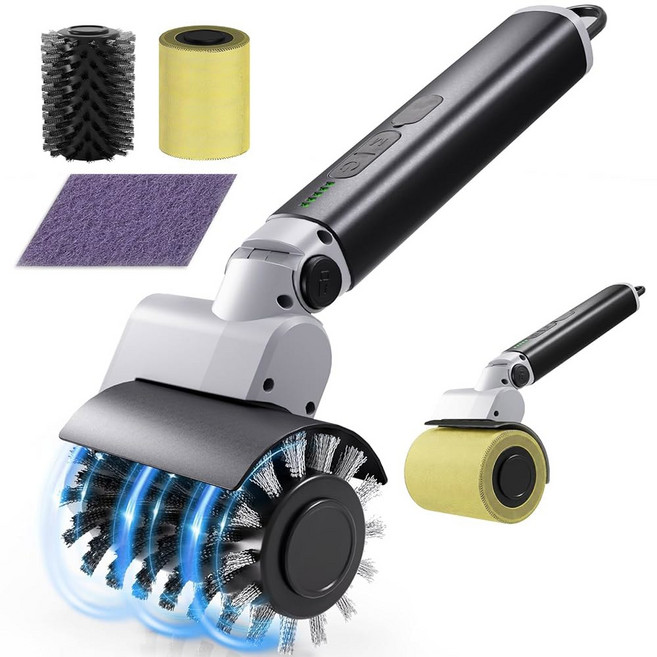 전기 그릴 브러시 충전식 야외 그릴용 강력 속도 바비큐 3종 180 조절 가능 스테인리스 스틸 로터리 헤드 캠핑 자동 청소, Gray
