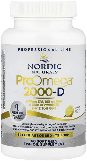 Nordic Naturals ProOmega 2000D 레몬 1250mg 소프트젤 60정, 1개 - 쿠팡