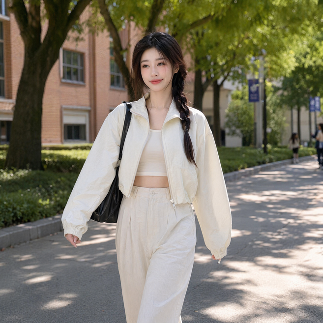 ANYOU 여름 키작녀 자외선 차단복 한국 스타일 짧은 기장 루즈핏 캐주얼 자켓