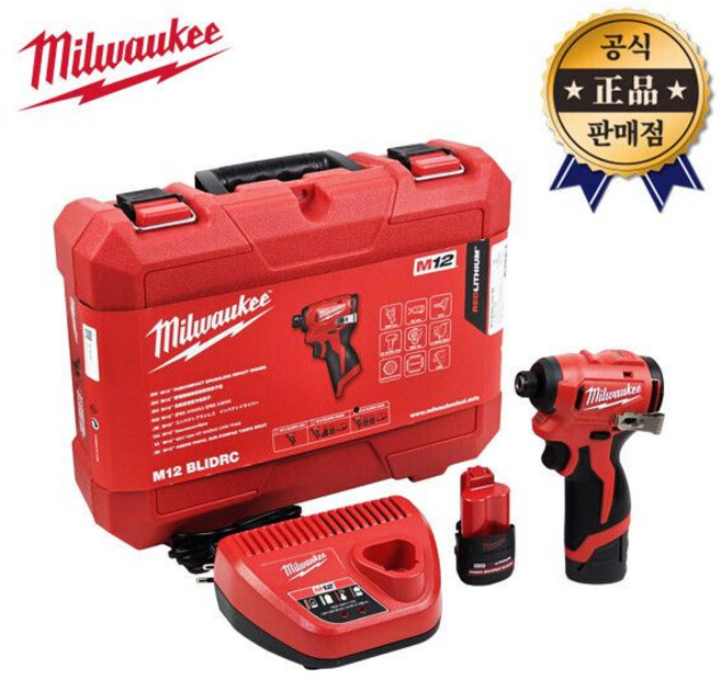 밀워키 충전임팩드라이버 M12 BLIDRC-252C 12V 2.5Ah 배터리2개, 밀워키 충전임팩드라이버 M12 BLIDRC-252C 1