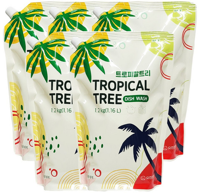 유한양행 아름다운 주방세제 트로피칼 트리 1.2kg, 5개