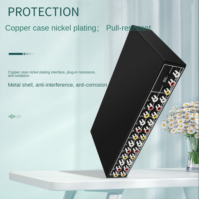 오디오 분배기8in One Out AV 스위치 선택기 비디오 L/R 상자 DVD STB RCA 분배기 판매, 1개, 검은색