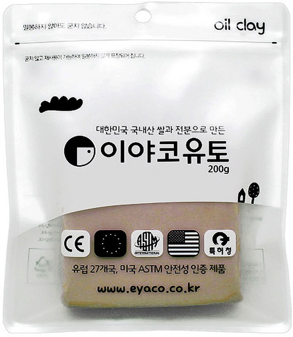 이야코 유토 만지락 소프트 굳지않는 점토 유아 어린이, 이야코 200g, 1개