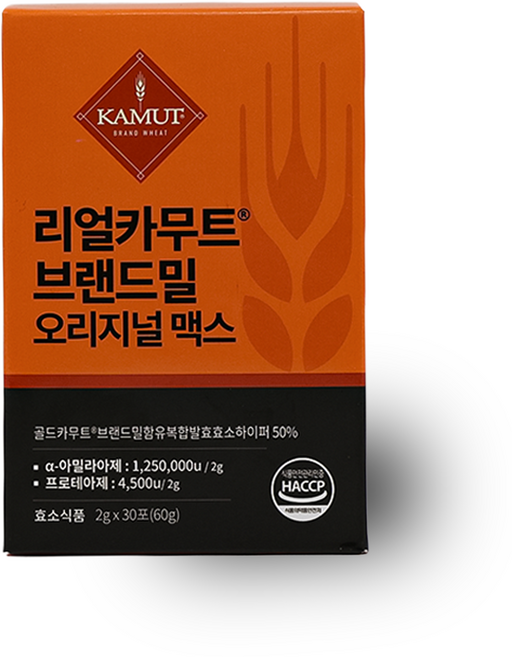 리얼카무트 브랜드밀 오리지널맥스 효소 식약처인증 HACCP 리얼카무트 브랜드밀100발효효소 해썹 약국판매, 30개, 2g