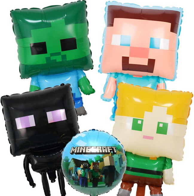 루미팝 마인크래프트 대형 풍선 은박 호일, 1세트, 혼합5종