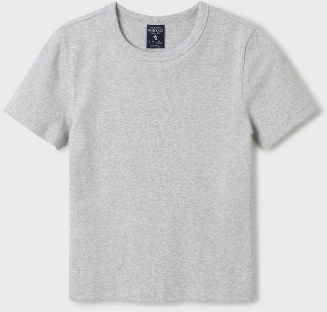 [AK플라자] [후아유] 여성 Ribbed Short Sleeve T-shirt WHRAF3722F