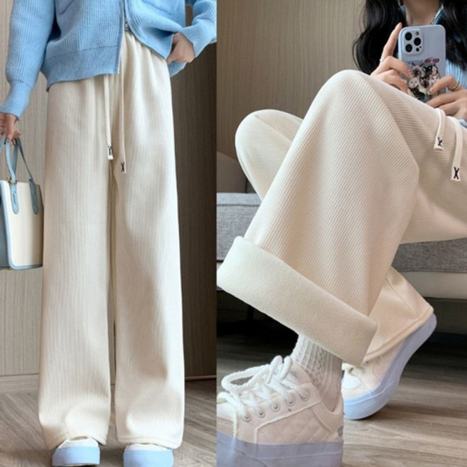 여성 기모 허리밴딩밴츠 와이드 허리밴딩 팬츠 여성바지 코듀로이팬츠 와이드팬츠