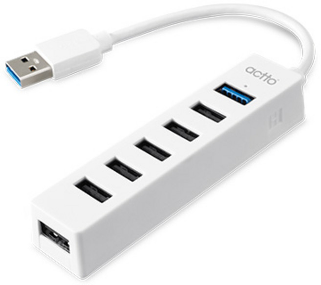 <라일레> USB2.0+USB3.0 허브 7포트 USB2.0 3.0 멀티허브 노트북 윈도우 컴퓨터 맥북 연결 휴대용 USB허브, 화이트, 1개