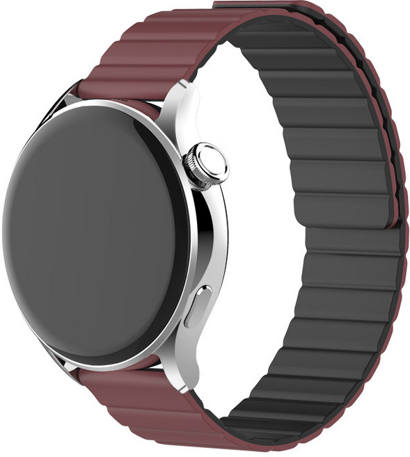 SKENOS 20mm 22mm 표준 실리콘 마그네틱 스트랩 갤럭시워치 레드미워치5 어메이즈핏 와피치 호환, 와인(블랙), 1개