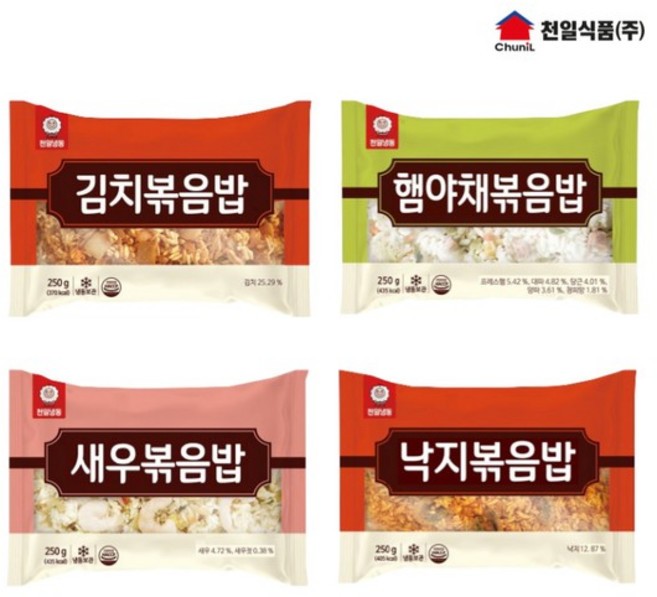 천일식품 볶음밥 250g x 20봉 골라담기 (햄야채5봉+김치5봉+새우5봉+낙지5봉), 없음