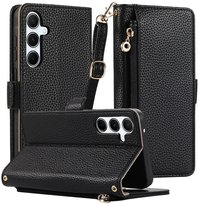 람스 숄더 스트랩 지갑형 가죽 다이어리 휴대폰 케이스