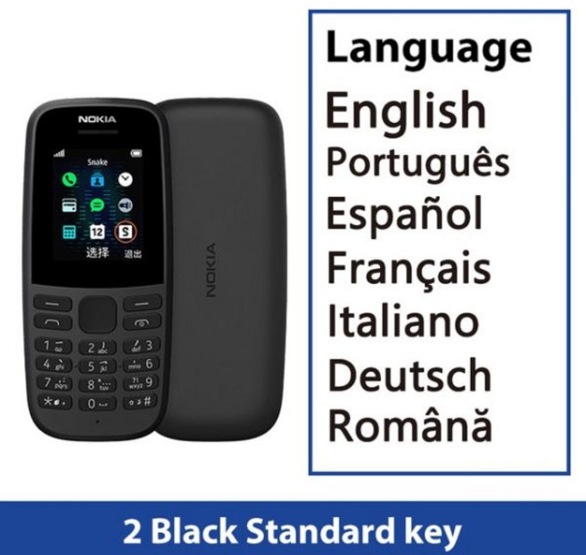 노키아 105 2G 기능 푸시 단추 폰 1.77 인치 디스플레이 4MB 저장 800mAh 배터리 긴 대기 시간 손전등 라디오, Standard Package_2 Black Stand