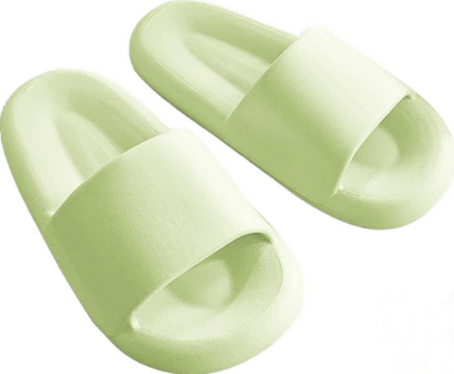 麻糬拖鞋 踩屎感拖鞋 EVA 輕量 厚底防水防滑 居家拖鞋, 奶綠色, 1個