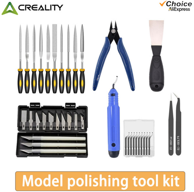 호환 Creality FDM/SLA 3D 프린터 유지보수 툴 키트 – 노즐 클리너 스크래퍼 핀셋 줄 조각 도구 포함, 06 38-piece tool kit