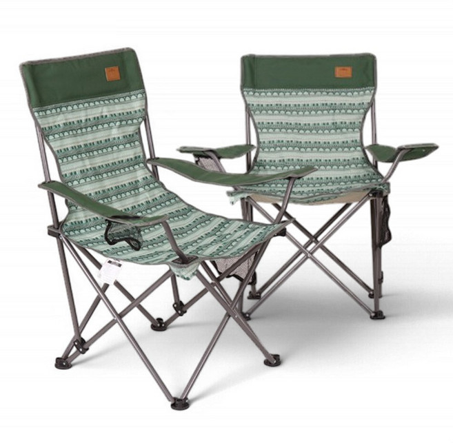 연필트리 접이식 캠핑의자 캠핑체어, 1개, 로얄 와이드 체어2개(그린)+보관가방