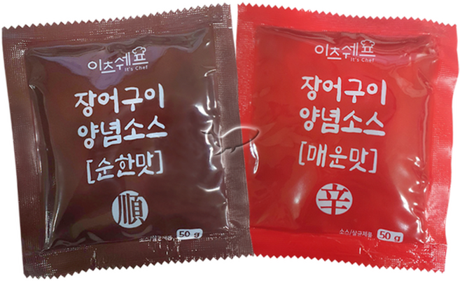 이츠쉐프 일회용 장어양념소스 2종세트 순한맛/ +매운맛/ 총, 25개, 50g
