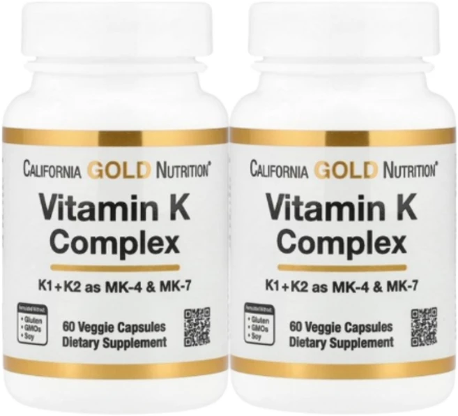 1+1 캘리포니아 골드 뉴트리션 비타민K 복합체 베지 캡슐 60정, 2개 - 쿠팡