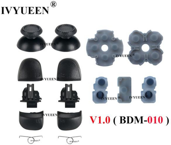 PlayStation 5 PS5 컨트롤러 용 IVYUEEN L1 R1 L2 R2 트리거 버튼 Dualsense V2 V3 용 아날로그 스틱 전도성 고무 수리, 3) Buttons Rubber 010, [03] Buttons Rubber 010