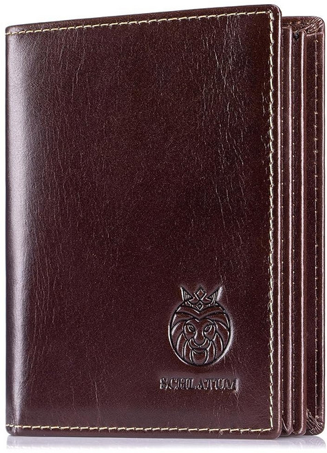 슐라툼 대용량 남성 지갑 가죽 RFID 차단 이중폴드 플랩 ID 창 2개 수납 공간 블랙