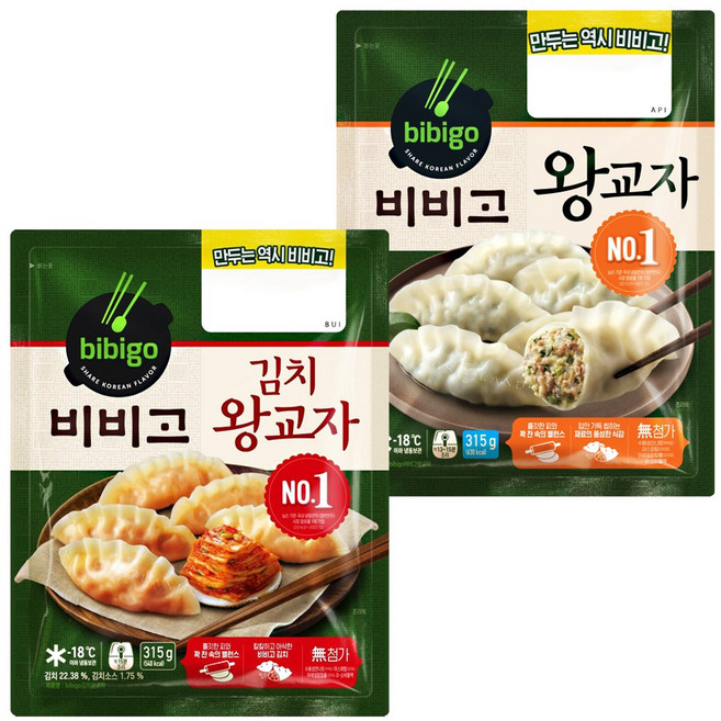 비비고 왕교자+김치왕교자, 1세트, 315g