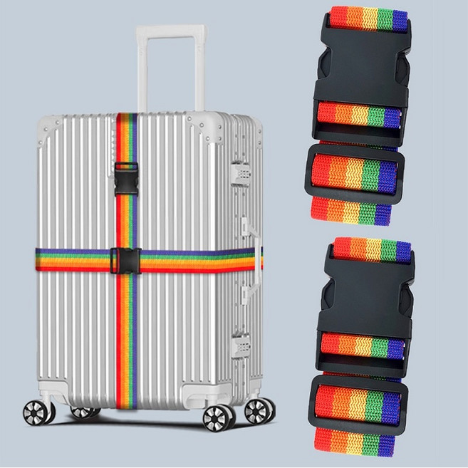 캐리어 가방 고정 벨트 2개-1세트 가로형 세로형 크로스형 십자형 길이조절 여행 다용도스트랩 잠금 결속끈 여행용가방 케리어 끈 밴드 캐리어고정밴드 케리어스트랩